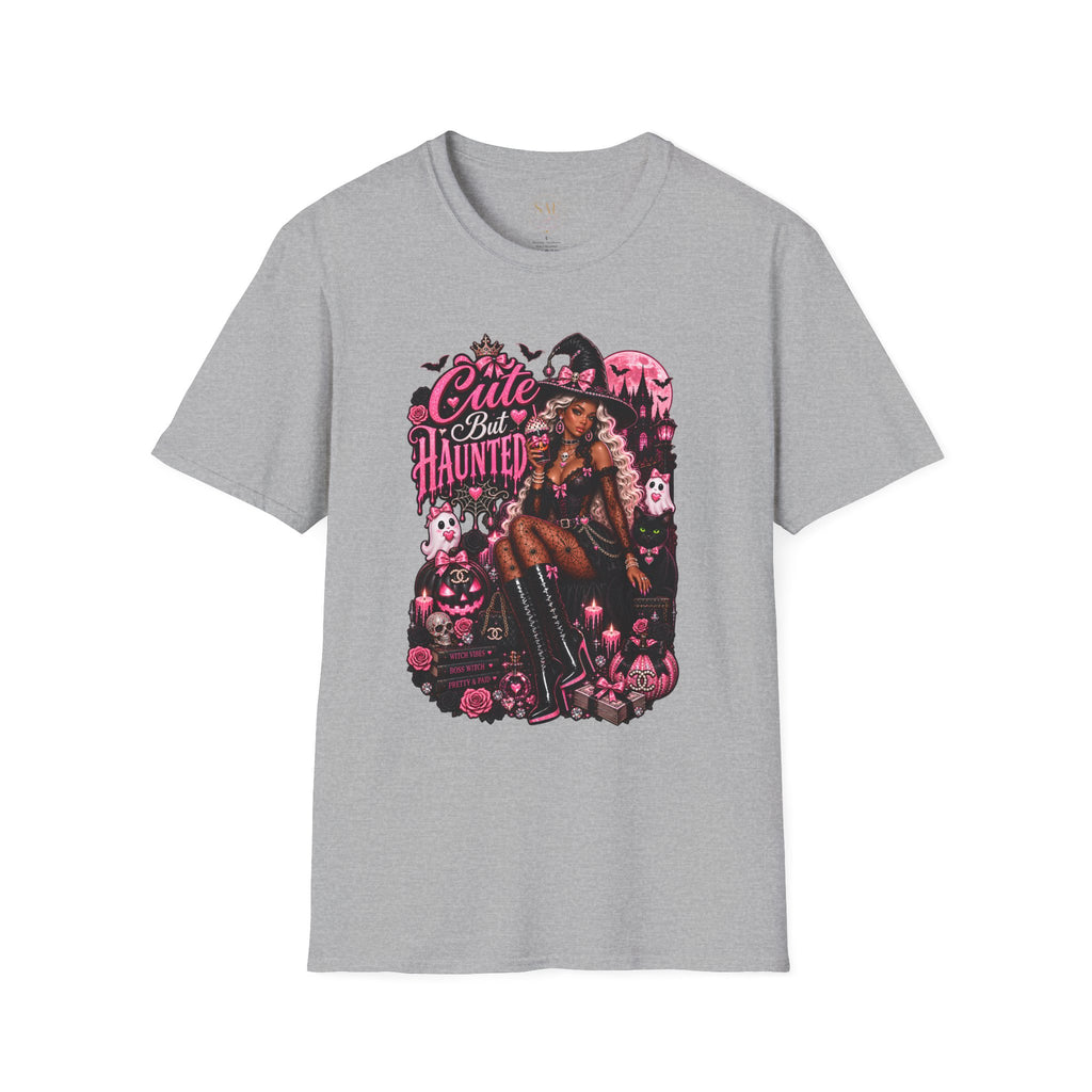 Cute But Haunted Witch T-Shirt — Gothic Pink Halloween Tee
