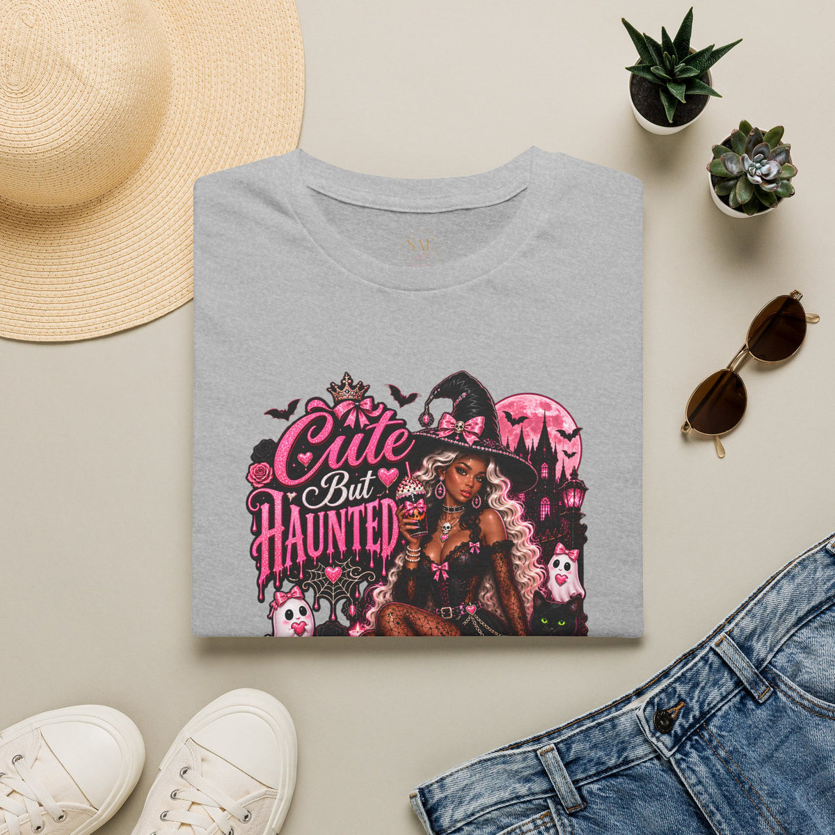 Cute But Haunted T-Shirt — Gothic Witch Halloween Graphic Tee