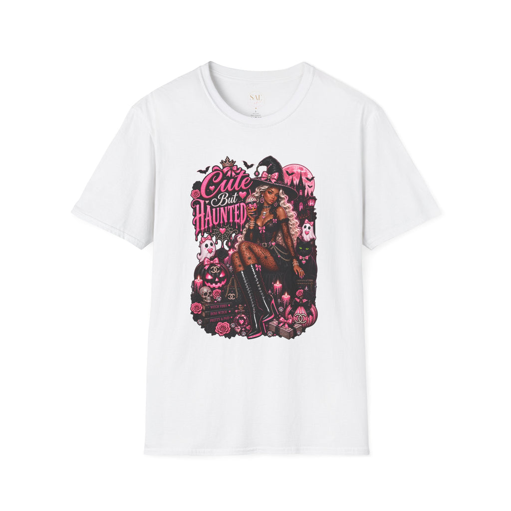 Cute But Haunted Witch T-Shirt — Gothic Pink Halloween Tee